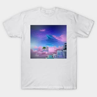 Urban Vaporwave Inspired City with Aesthetic Skybox T-Shirt